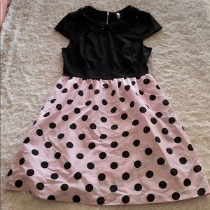 Kensie polka dot dress with beaded collar